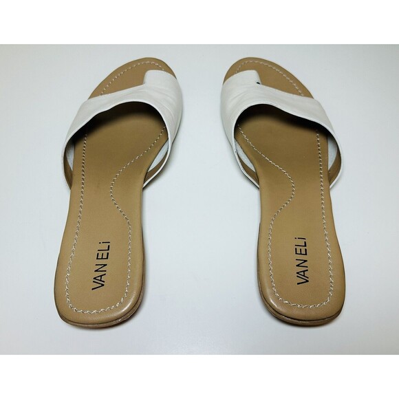 VANELi Tallis White Bogota Slip On Leather Toe Loop Sandals Women's 10.5 - Picture 3 of 10